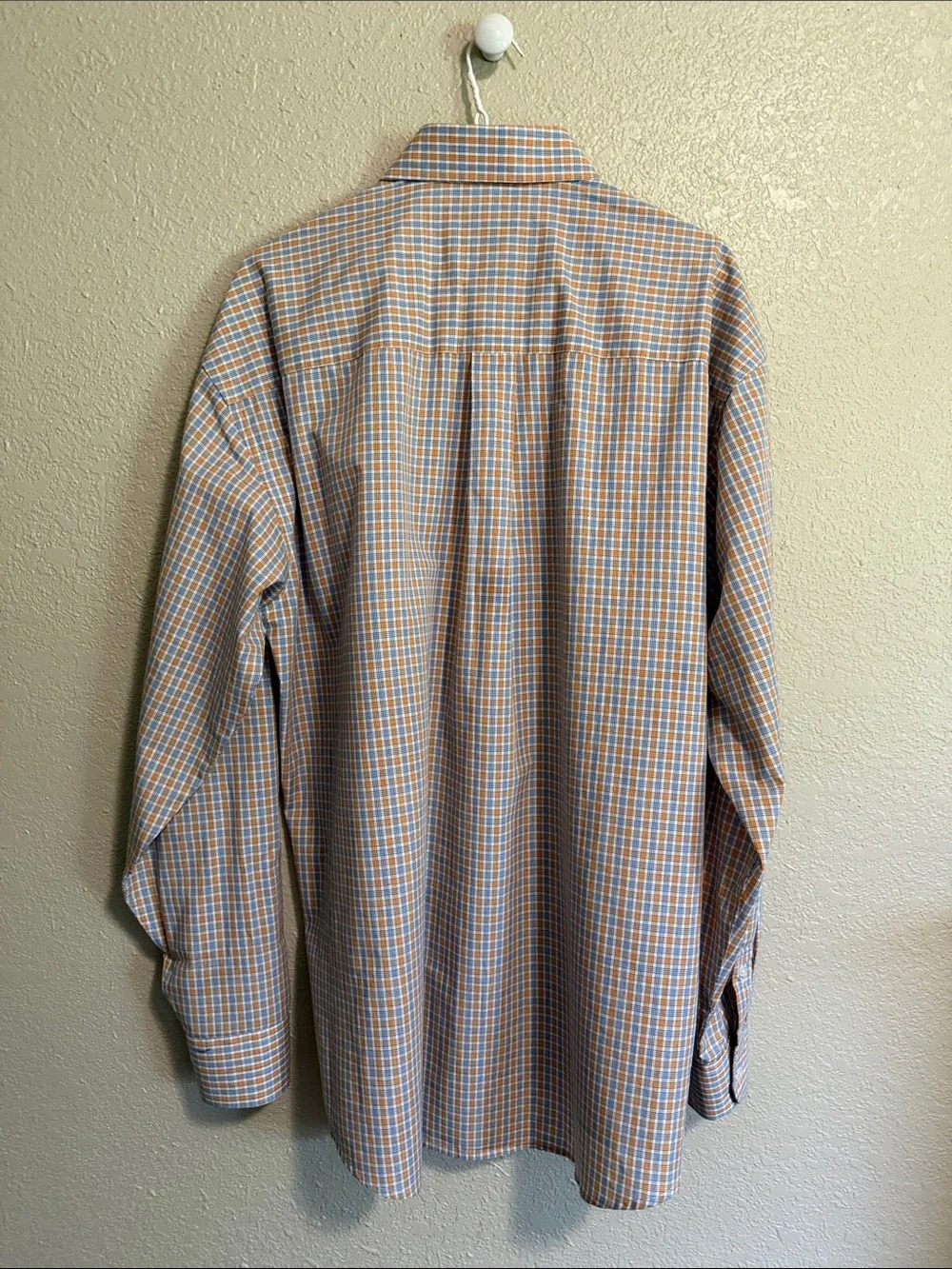 Gunnison Creek Outfitters Light Orange and Blue Plaid Men's Button-Down Shirt